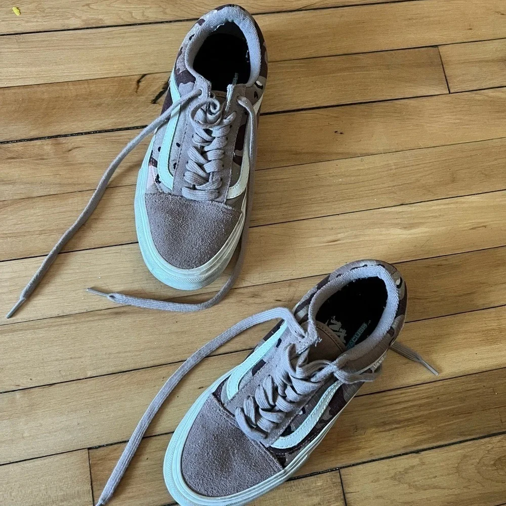 Vans Old Skool Pro Desert Camo Brown‎ Lace Up Canvas Suede Shoes Mens